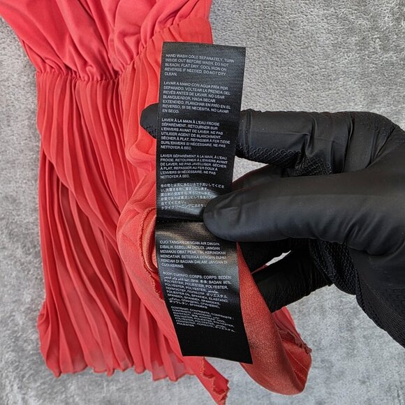 Bebe Dress Womens Extra Small Coral Pleated Mini Gold Necklace Halter Party - Picture 9 of 11